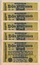 Ro 105a Set 5 Pcs 10 Mio Mark 1923 FZ:DK BZ:48 aUNC
