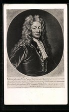 Astronomo e architetto Sir Christopher Wren, cartolina 