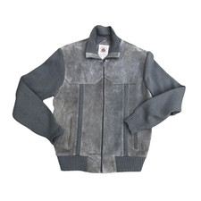 Giacca donna vintage anni 80 CARIBOU BAY TRADING CO vera pelle MED maglia grigia