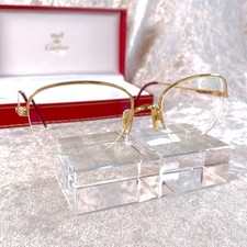 Occhiali da vista Cartier vintage Trinity oro mezzo bordo 55-18-140 con custodia