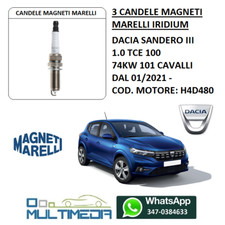 3 CANDELE MAGNETI MARELLI IRIDIUM DACIA SANDERO III 1.0 TCE 100 74KW 101 CAVALLI