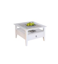 TAVOLINO BIANCO CON TOP IN VETRO TEMPERATO, 75X45X75 CM