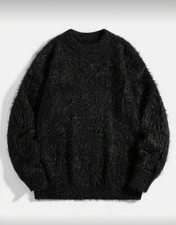 Black fuzzy oversized - black,