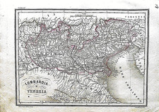 Mappa antica Lombardia Venezia Tirolo Istria Italia Atlante geografico Marmocchi