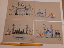 Lotto 10 disegni dipinti a