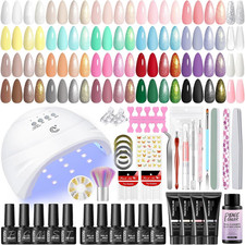 53Pcs Kit Semipermanente Unghie Con Lampada, 20 Colori Kit Unghie Gel Completo Y