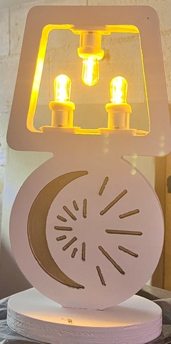 Lampada legno con fantasia - lampada, in