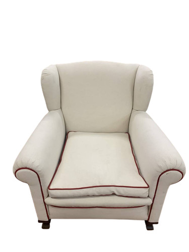 Poltrona bianca bordino rosso