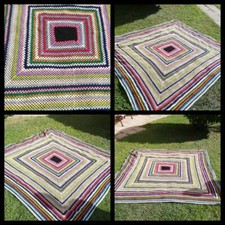 Coperta fatta a mano della nonna plaid, letto, crochet ,uncinetto, lana vintage