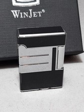 Winjet Accendino - Lacca Nera Ottica/Silberfarben- Pietra - Nuovo & Originale -
