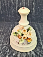porcellana capodimonte campana con fiori e coccinella argento 800 h 7.5 x 5 cm
