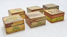 Vintage Set Di 6 IN Legno Piccolo Cassette Originale Vecchio Mano Artigianale