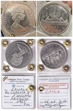 CANADA 1 dollaro 1965 UNC SILVER moneta argento Elisabetta II canoa Canada