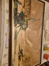 Dipinto olio di barche con