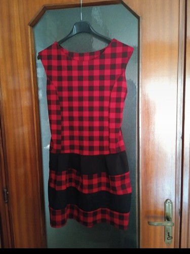 Vestito mini rosso nero - vestito,