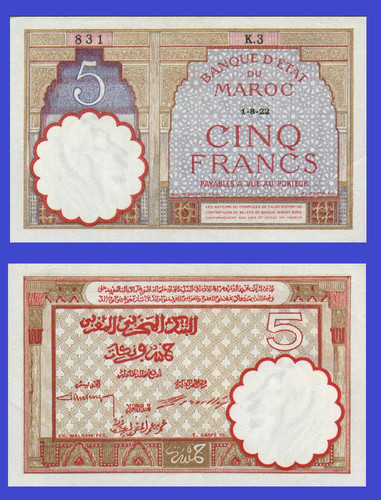 Marocco franchi 1922 - 5,