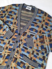 Missoni Sport vintage 80/90s men abstract geometrci wool cardigan vest knitwear