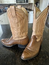 Stivali cowboy vintage Montana western pelle marrone uomo punta taglia 9 Messico