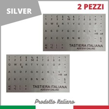 Adesivo Stickers Tastiera Italiana (2 Kit)Lettere Per Pc Notebook Silver Argento