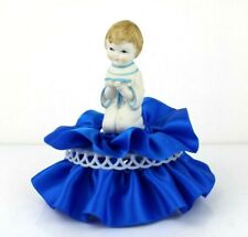 Cake Topper Bambino Chirichetto Inginocchiato BLU VINTAGE Religioso Comunione 