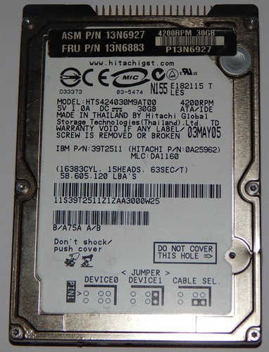 Hitachi hts424030m9at00 gb - hts424030m9at00,