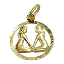 Ciondolo, Segno Zodiacale Gemelli In Oro Giallo 375, Unisex