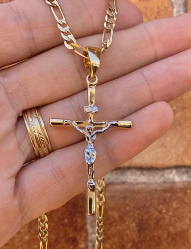 Collana oro piena croce - 14, kt