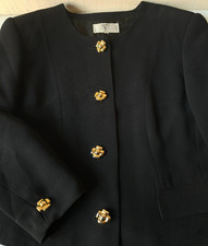 VALENTINO Italy  tailleur linea classica Vintage Alta moda nero bottoni gioiello