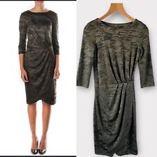 Abito French Connection UK 10 8 verde oliva tubino stampa astratta occasione festa