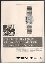 ZENITH Pubblicità OROLOGIO MADRIGAL bracciale oro bianco 1968 originale 1 pagina