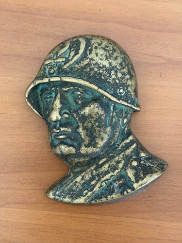 Placca bronzo mussolini - placca, in