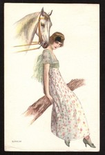 Cartolina Illustratore Nanni, Donna Elegante con Cappello, Cavallo - Viaggiata