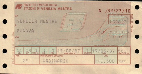 Biglietto treno del 1987 - biglietto,