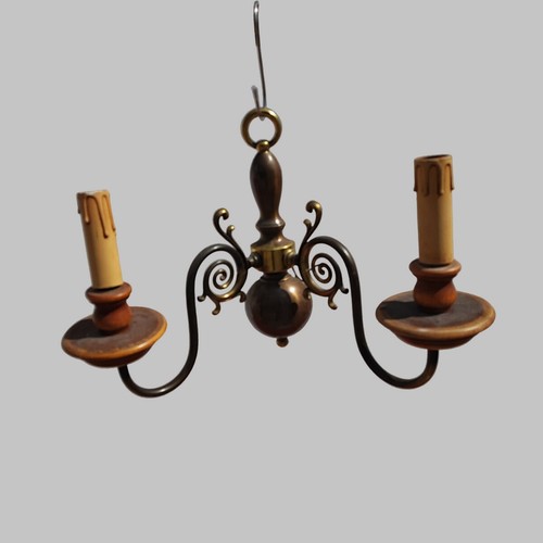 Lampadario vintage legno e - lampadario,