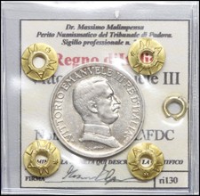 Regno d'italia 1 Lira 1915 Non comune SPL-FDC Vittorio Emanuele III Periziata