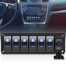 Pannello interruttore a bilanciere marino 6 velocità 5 pin con voltmetro LED DC 12-24V | USB