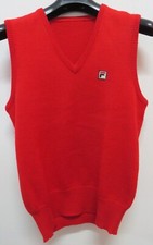 FILA GILET SMANICATO JERSEY SHIRT TENNIS VINTAGE SPORT ITALIA WOOL NO MAGLIA