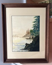 Quadro Acquerello Scena Lago