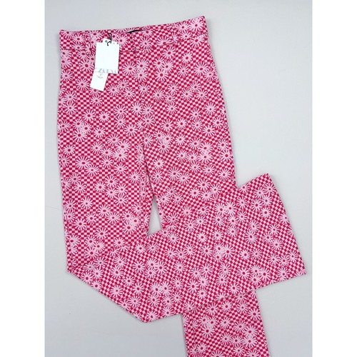 Pantalone zara rosso floreale - pantalone,