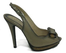 Decollete Open Toe CafèNoir Sling Back taglia 38 plateau tacco alto fiocco Taupe