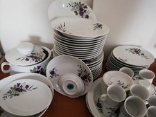 SERVIZIO PIATTI DA 12 BAVARIA QUALITÀ TS PORZELLAN SR 64 PEZZI VIOLETTA 