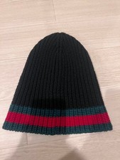 Gucci Cappello Berretto Maglia Lana Nero Verde Rosso Taglia M 58 22cm Uomo Moda Raro