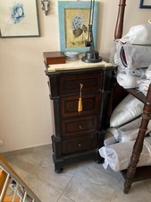 ANTICO MOBILETTO COMODINO CON PIANO IN MARMO BIANCO '800