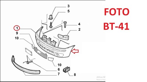 Paraurti anteriore nero - nero, fiat