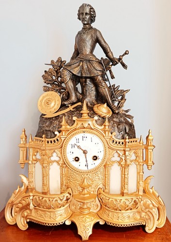 Antique french figural mantel - french,