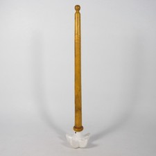 ANTICO UTENSILE DA CUCINA SCHIACCIAPATATE PESTELLO IN LEGNO E PORCELLANA VINTAGE