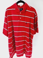 Chaps Polo T-Shirt Uomo XXL Righe Rosse Maniche Corte 1/4 Cotone 100% Cotone