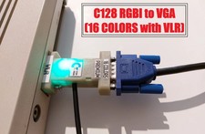 Commodore 128 C128 16-Color, 80-Column RGBi 15Khz RGB VGA Adapter PERFECT IMAGE