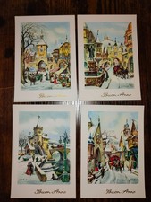 CARTOLINA BUON NATALE di Galbiati non viaggiate vintage, lotto 4 pezzi diversi
