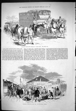 Antica vecchia stampa Doncaster corsa cavalli trasporto furgone stazione ferroviaria 1875